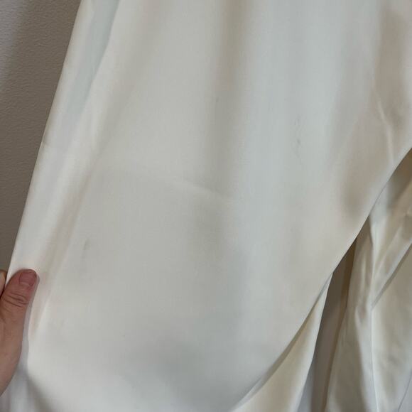 Max Studio London Wide Leg Pants L Ivory NWT Cropped High Rise Elastic Back - Picture 10 of 11